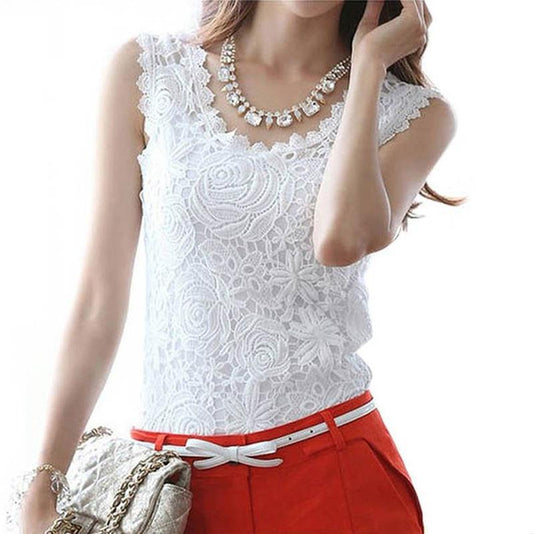 Women's Summer Sleeveless Lace Strappy T-shirt Tops