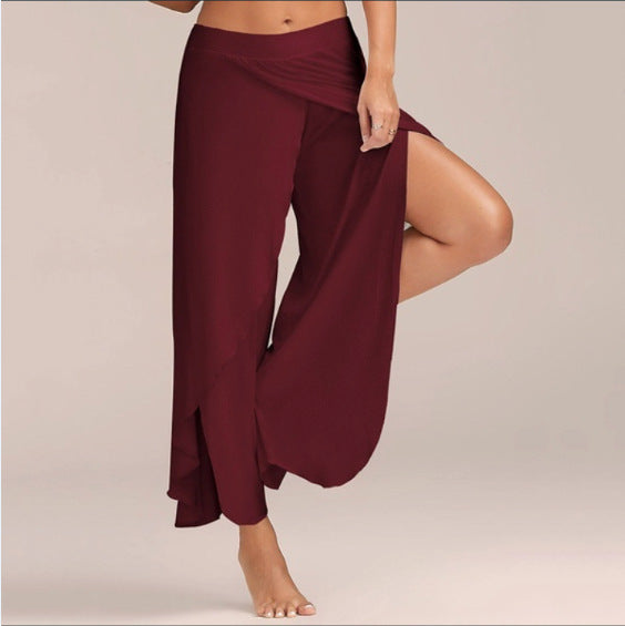 Sports Fitness Yoga Wide Leg Color Pants