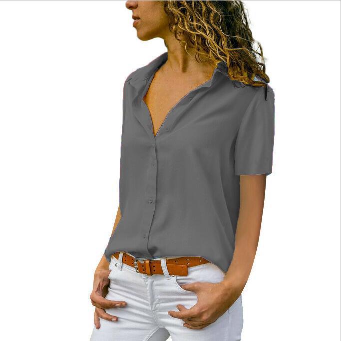 Stylish Women's Solid Color Sleeve Shirt Blouses