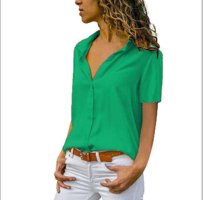 Stylish Women's Solid Color Sleeve Shirt Blouses