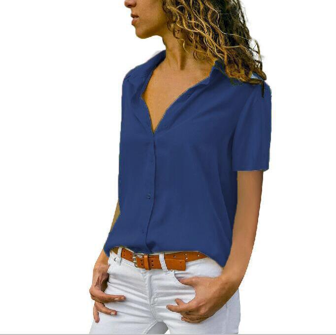 Stylish Women's Solid Color Sleeve Shirt Blouses