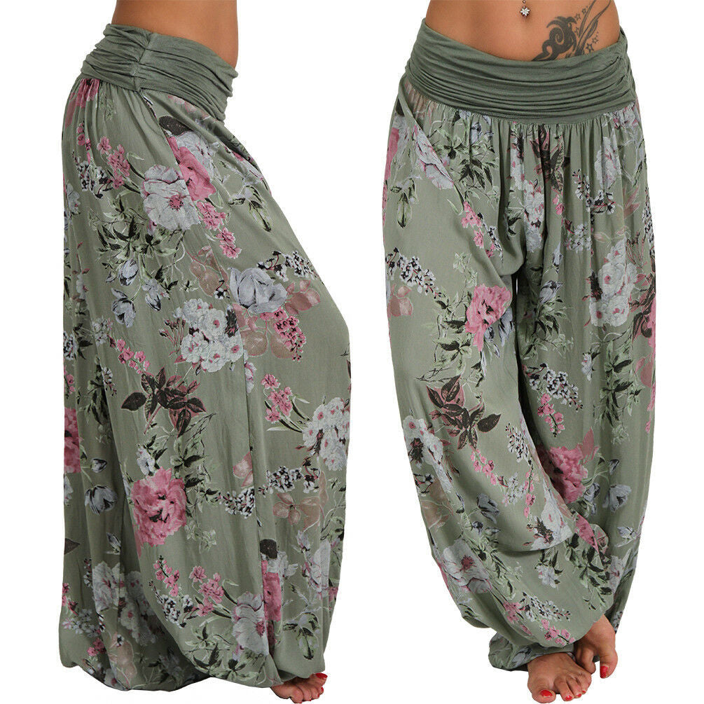 Charming Digital Printing Long Wide-leg Casual Pants