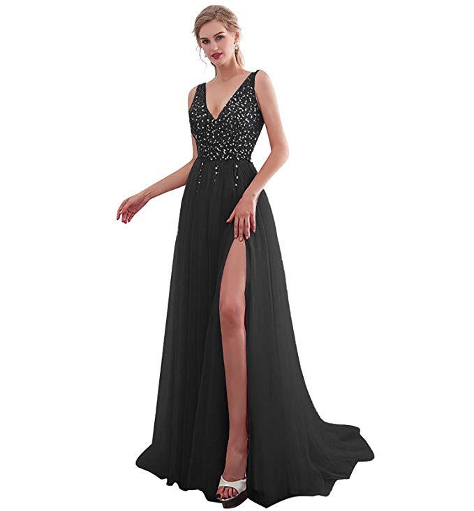 Elegante Pailletten Sexy V-Ausschnitt Rückenfreies Langes Brautkleid für Damen