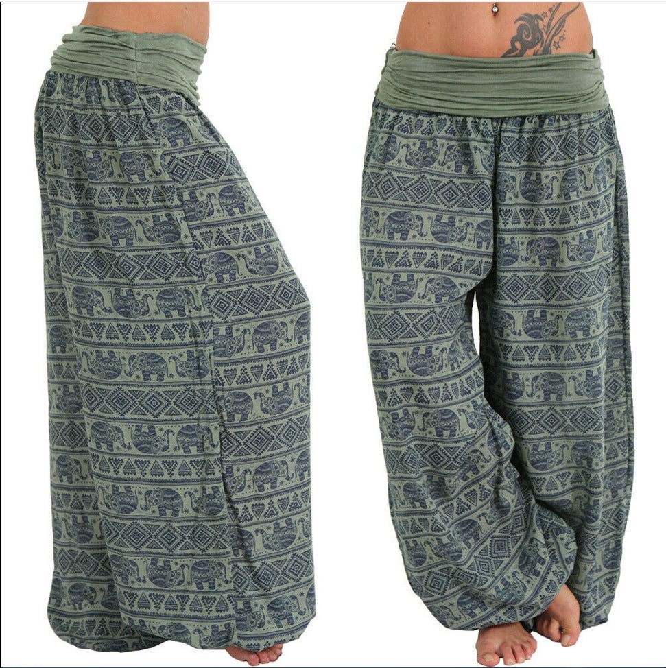 Women's Loose Printed Wide-leg Casual Slacks Pants