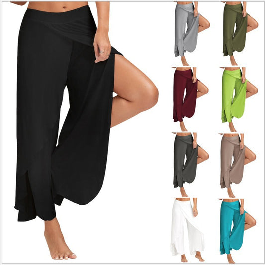 Sports Fitness Yoga Wide Leg Color Pants