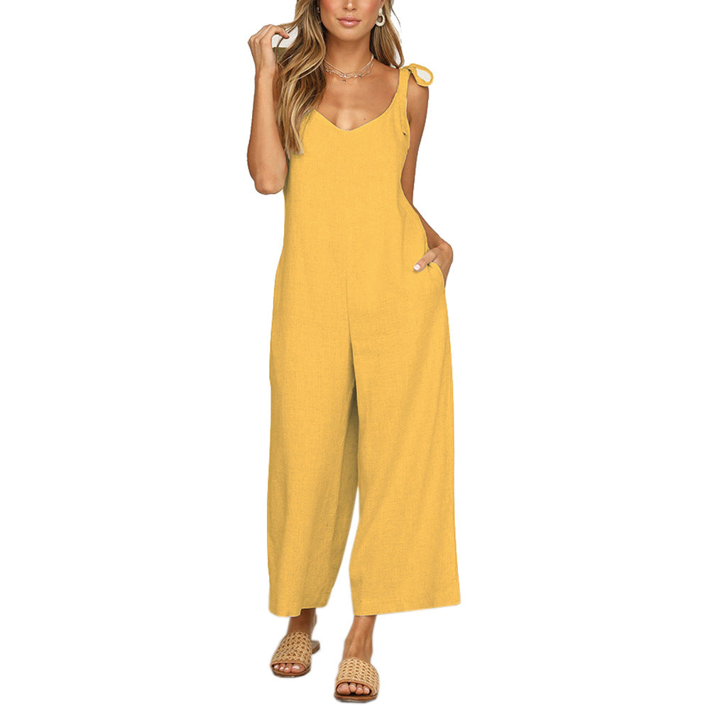 Neue Damen Sommerhose mit Hosenträgern und Schleife