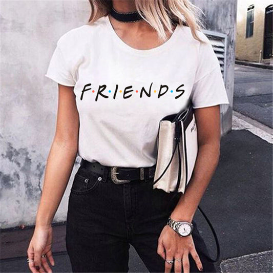 T-shirt glamour et charmant avec lettres imprimées pour femmes