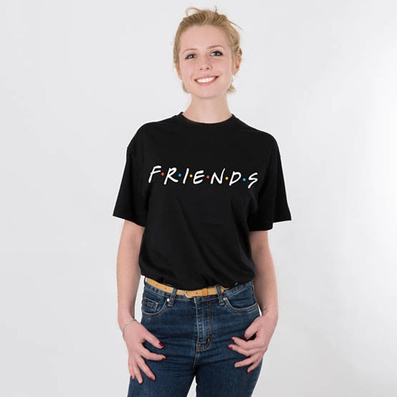 T-shirt glamour et charmant avec lettres imprimées pour femmes