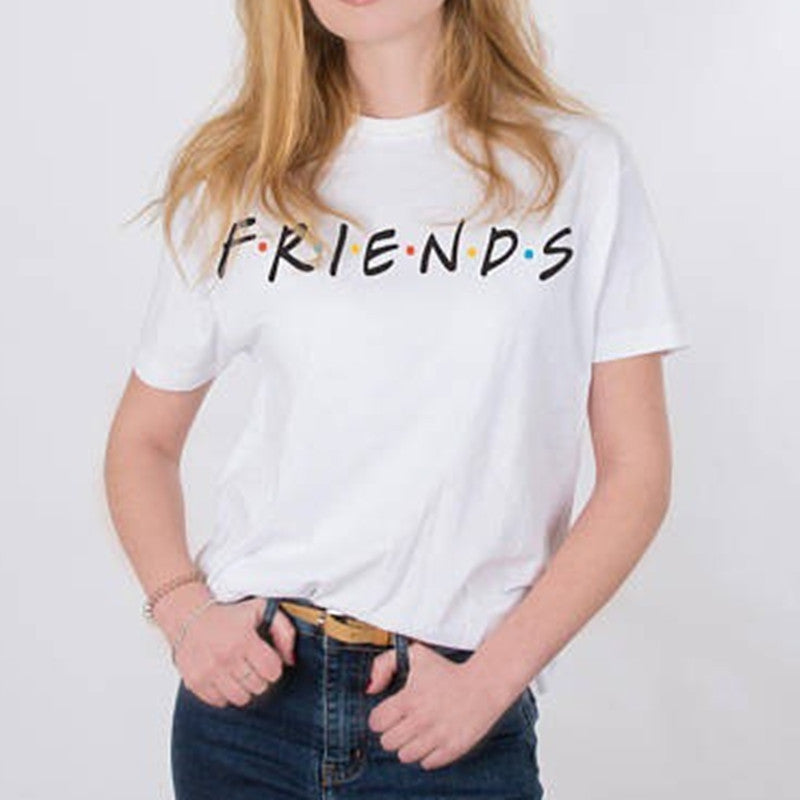 T-shirt glamour et charmant avec lettres imprimées pour femmes