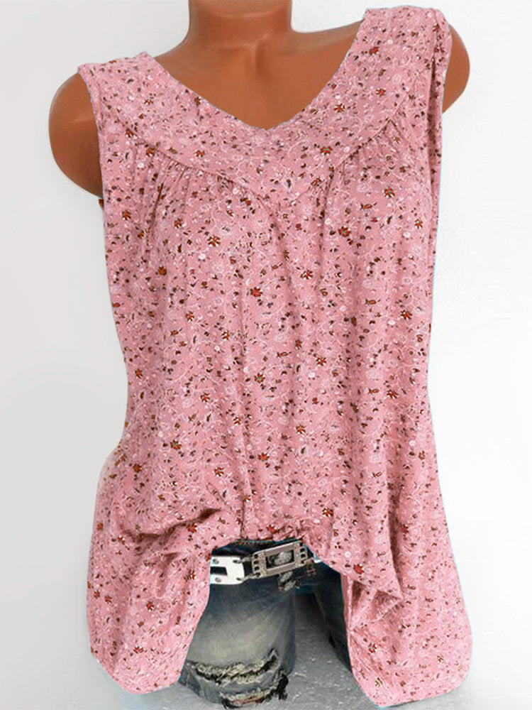 Women's Summer Floral Printed V-neck Knitted Sleeveless Vests