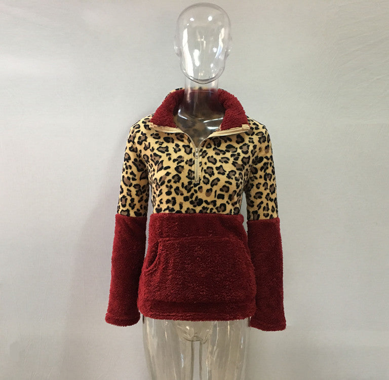 Graceful Pretty Long Sleeve Leopard Splicing Sweaters