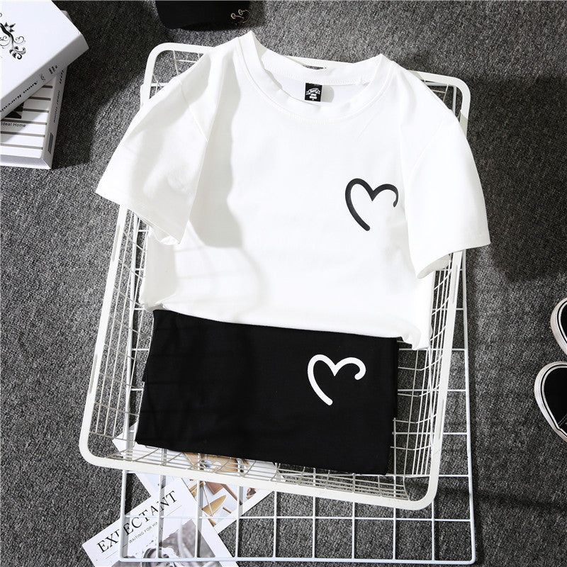 Summer Personalized Love Loose White Couple Blouses