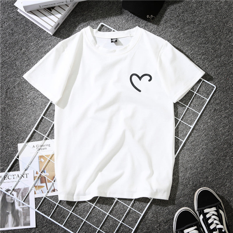 Summer Personalized Love Loose White Couple Blouses