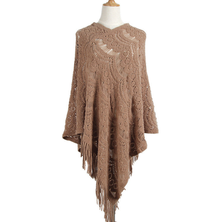 Women's Mid-length Crocheted Hollow-out Irregular Tassel Pullover Sweaters