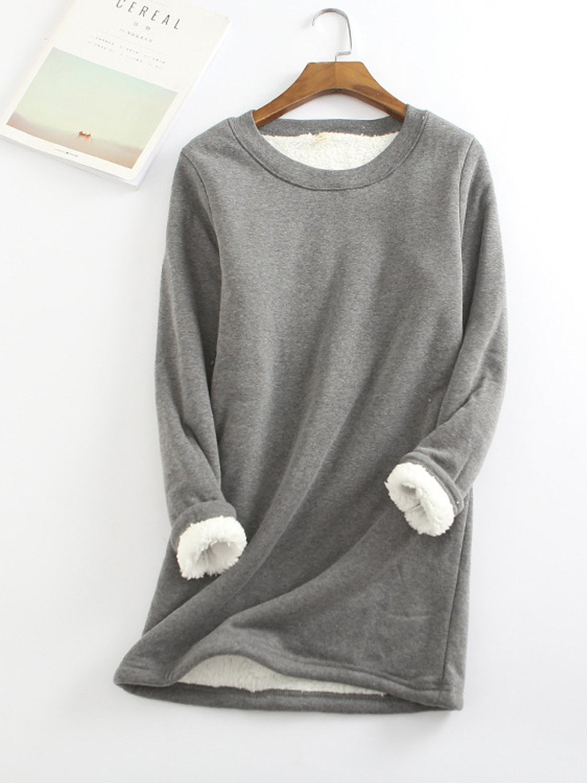 Women's Padded Shirt Mid-length Thickened Large Fleece Slim Tops