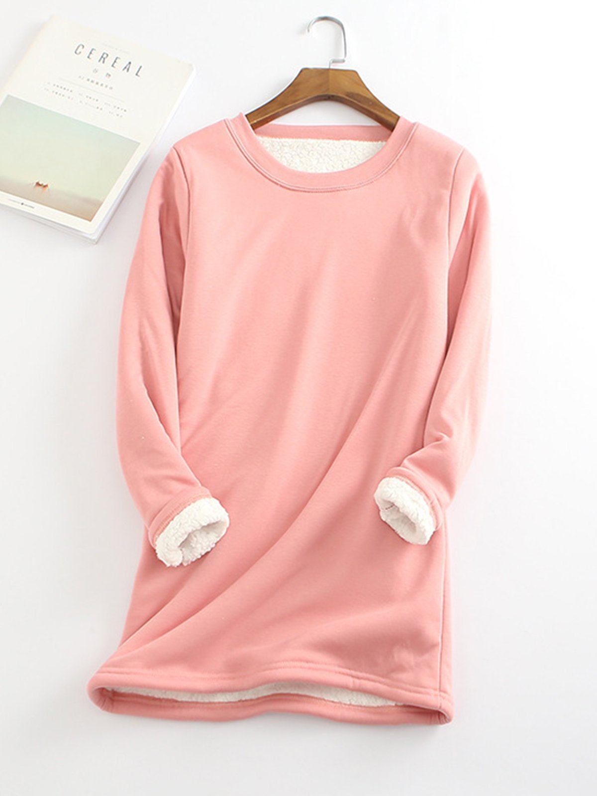 Women's Padded Shirt Mid-length Thickened Large Fleece Slim Tops