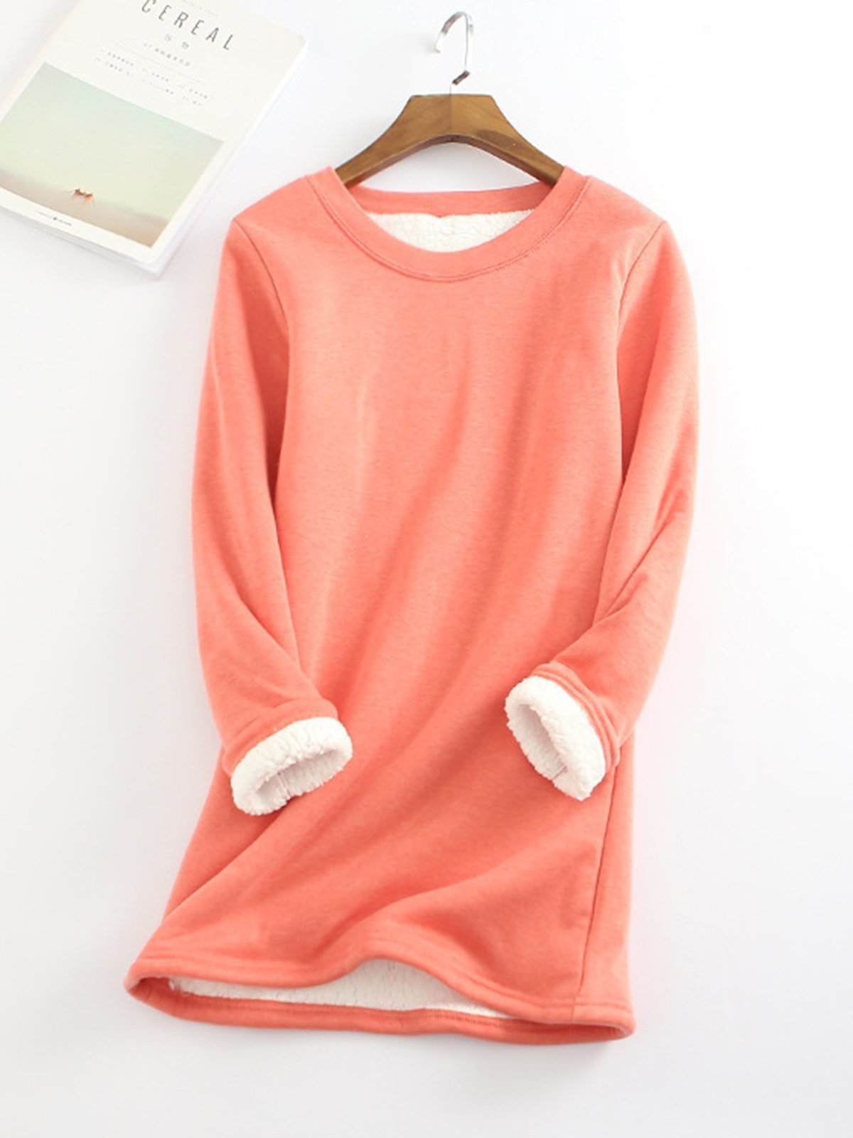 Women's Padded Shirt Mid-length Thickened Large Fleece Slim Tops