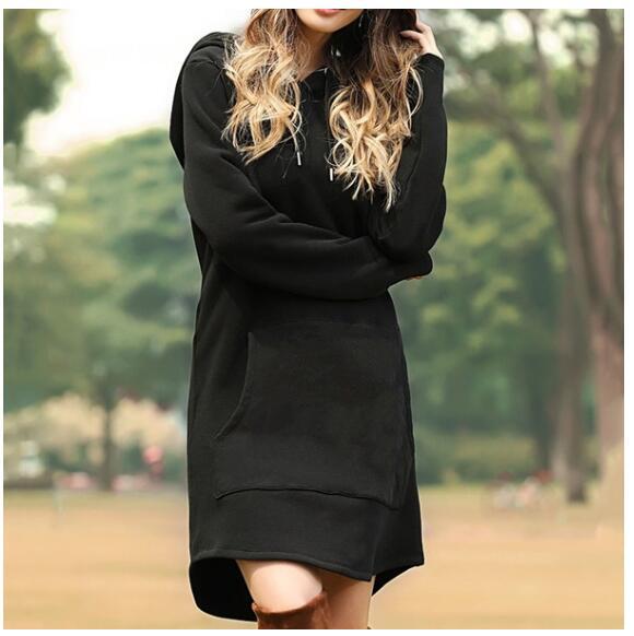 Women's Loose Solid Color Pocket Long Sleeve Hoodie Sweaters