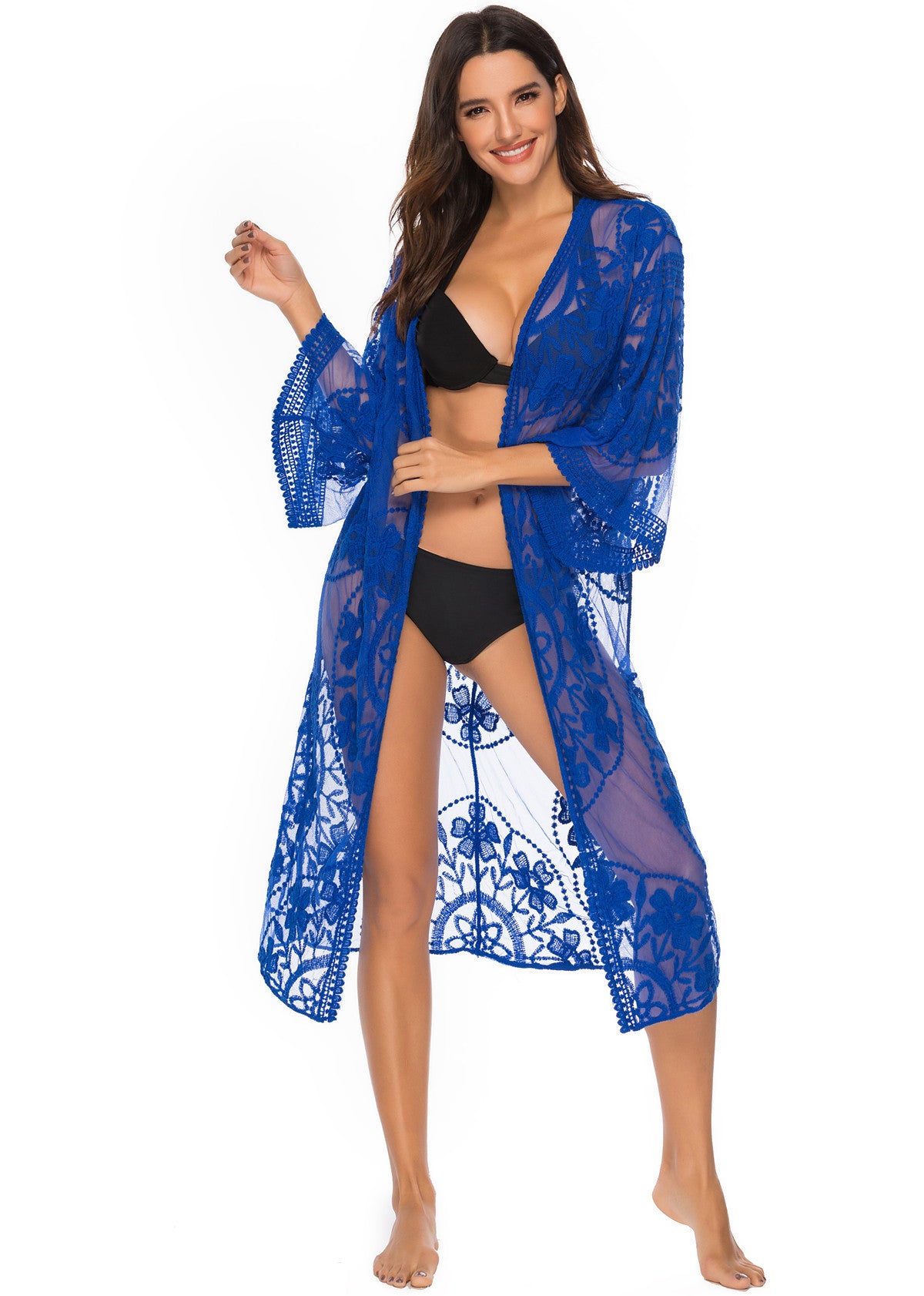 Women's Lace Fabric Bikini Cover-up Vacation Style Blouses