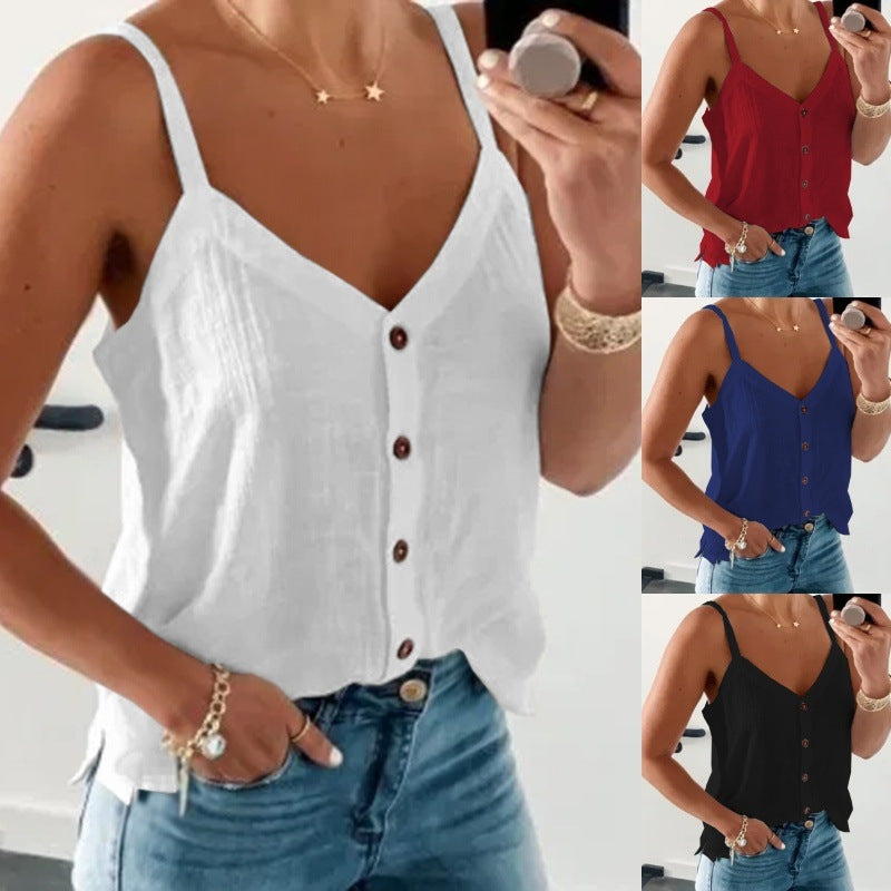 Fashion Sleeveless Solid Color Summer Camisole Tops