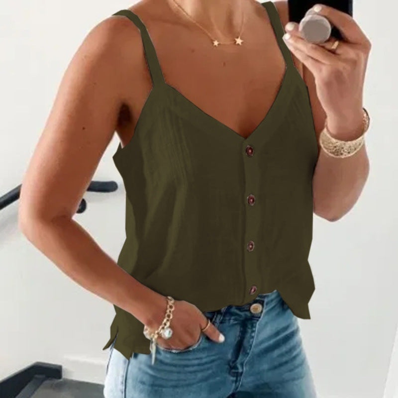 Fashion Sleeveless Solid Color Summer Camisole Tops