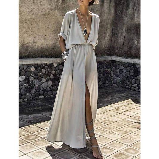 Women's Dress Fashion Half Sleeve Sexy Slit Clothing