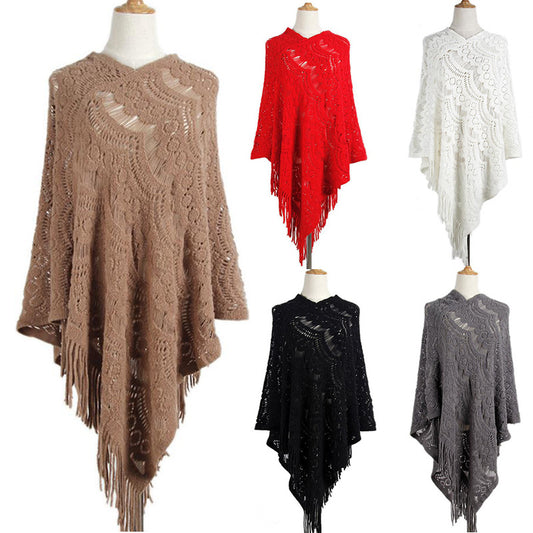 Women's Mid-length Crocheted Hollow-out Irregular Tassel Pullover Sweaters