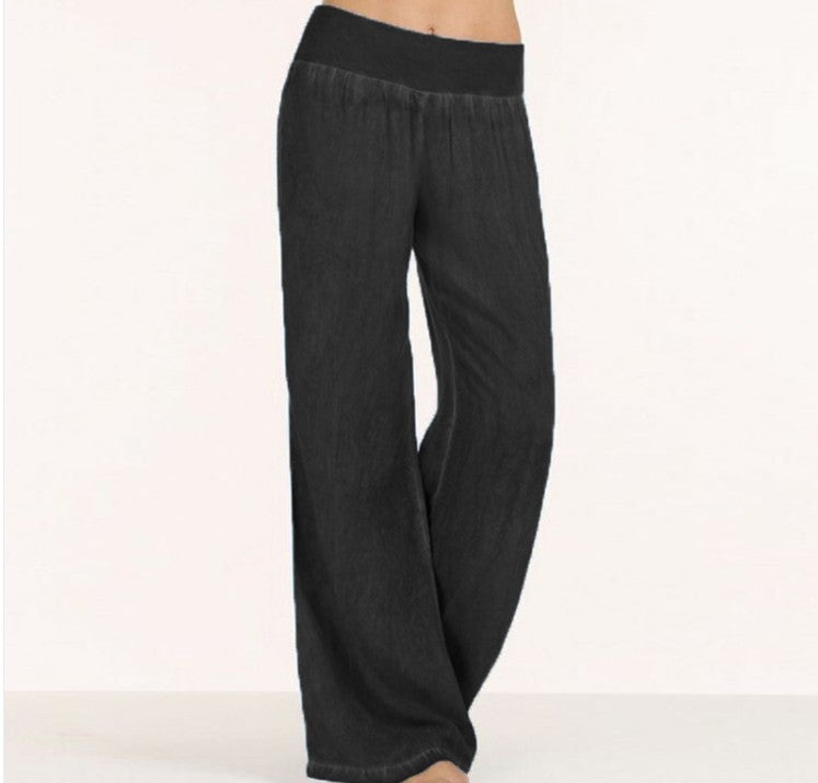 Women's Large Casual Thin Wide Leg Trousers Pants