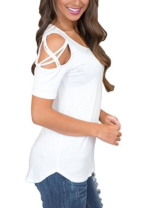 Women's Summer Solid Color Leisure Ripped Shoulder Knitwear