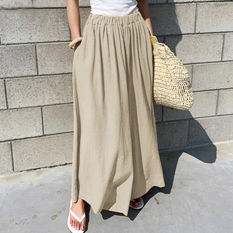 Women's Wide-legged Fashion Casual Cotton Linen High Pants