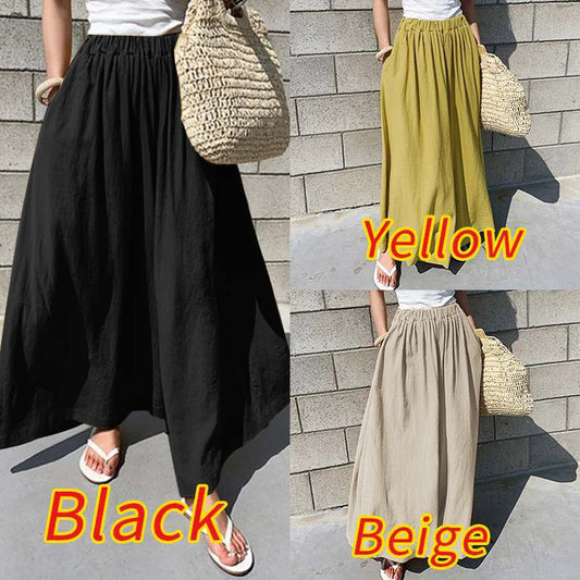 Women's Wide-legged Fashion Casual Cotton Linen High Pants