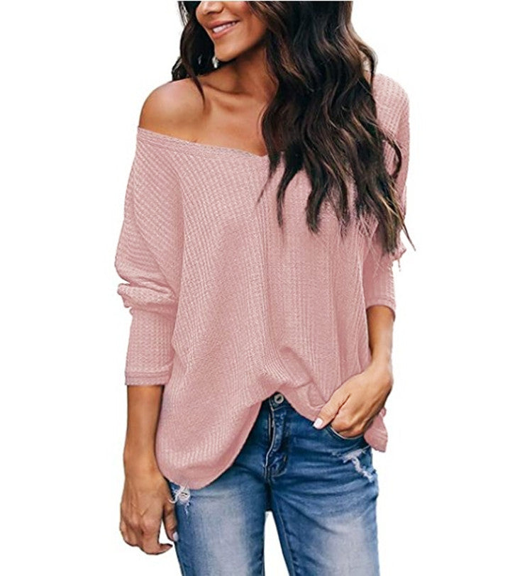 Women's Autumn Loose V-neck Long-sleeved Shirt Knitwear