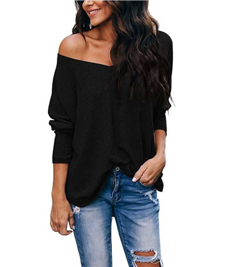 Women's Autumn Loose V-neck Long-sleeved Shirt Knitwear