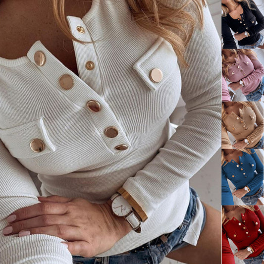 Women's Charming Autumn Fashion Long-sleeved T-shirt Blouses