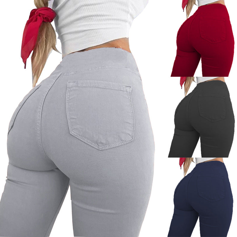 Lässige, enge, sexy Bleistifthose mit hoher Taille für Damen