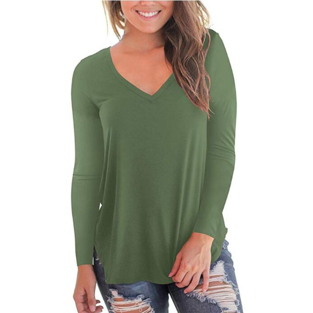 Women's Solid Color Shirt Collar Long Sleeve Blouses