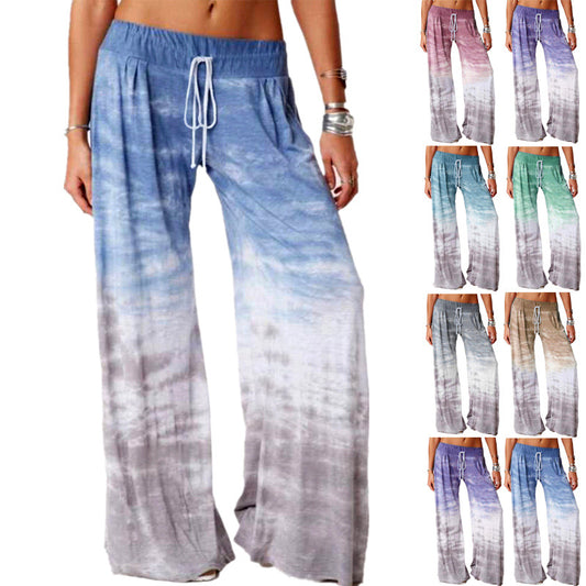 Women's Gradient Print Loose Yoga Wide Leg Pants