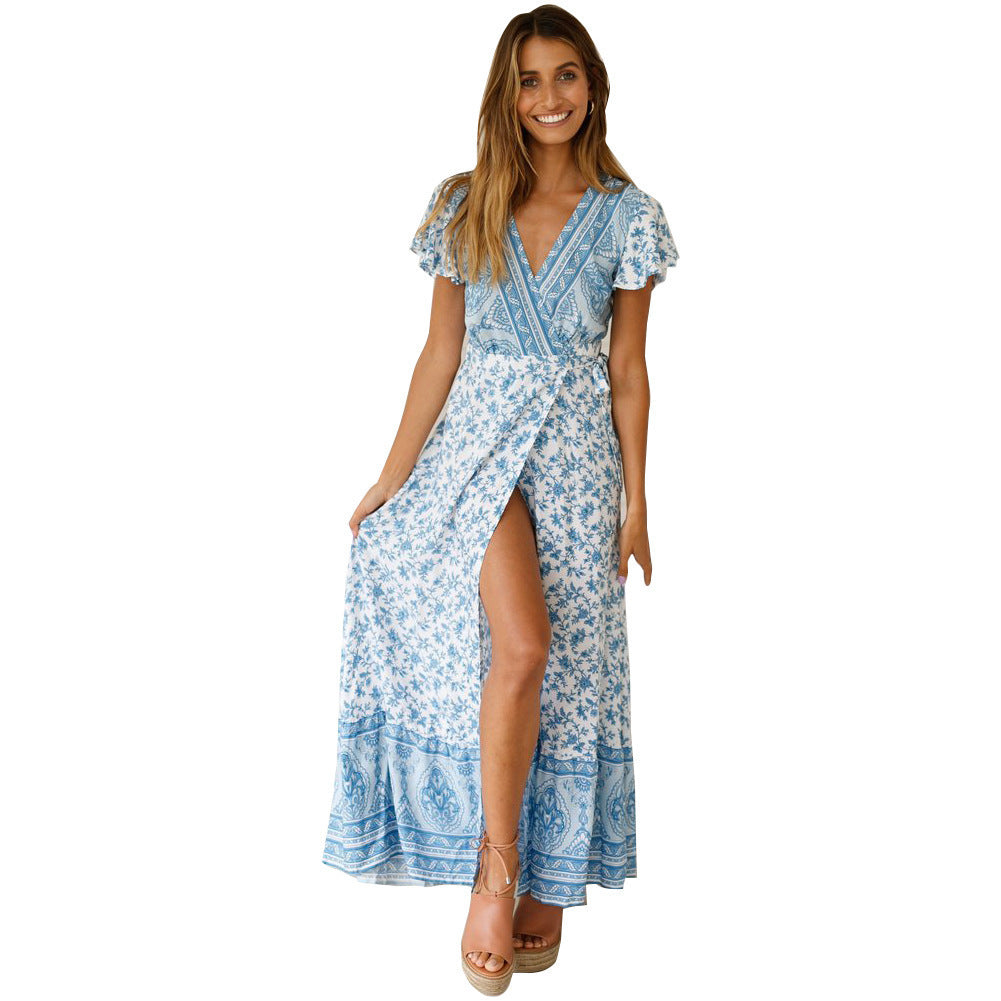 Robe d'été décontractée à imprimé Floral pour femmes, tenue de vacances