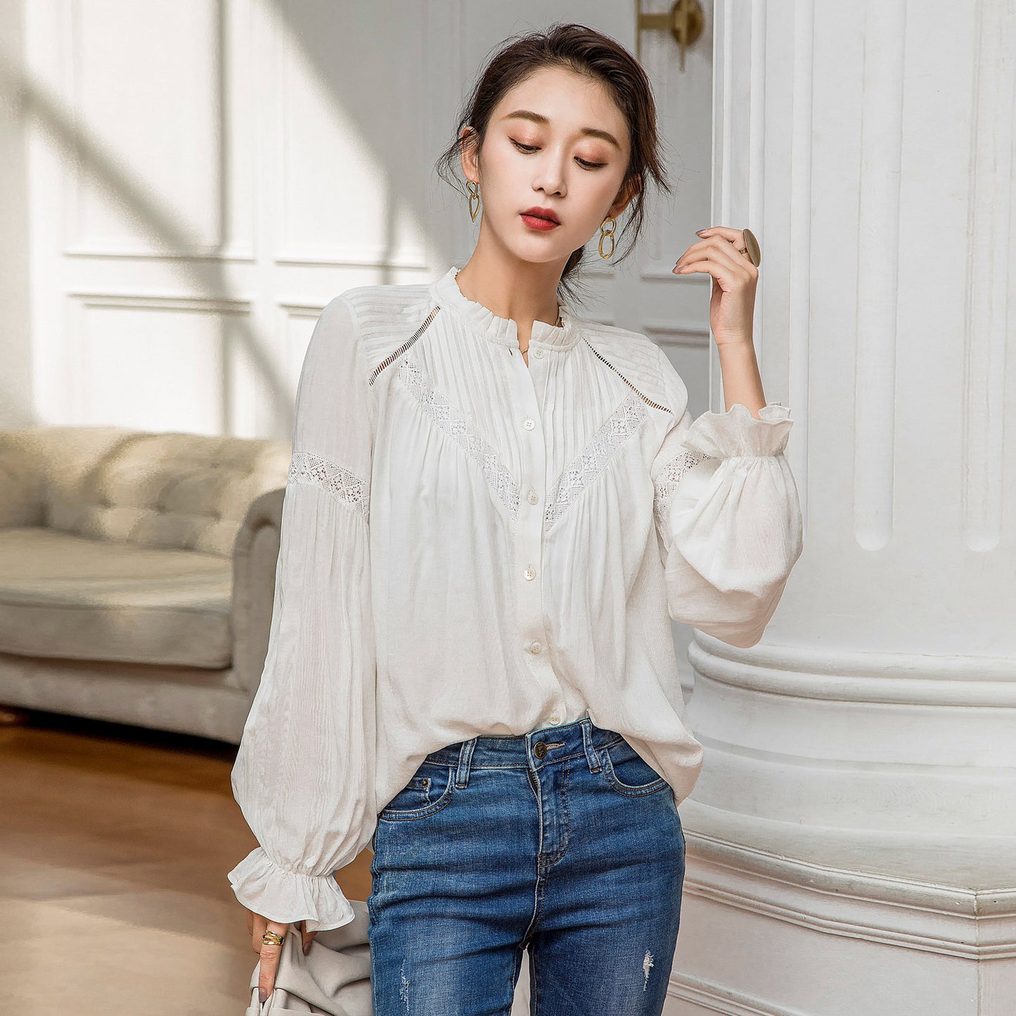 Women's Commuting Wear French Style Shirt Long-sleeved Blouses