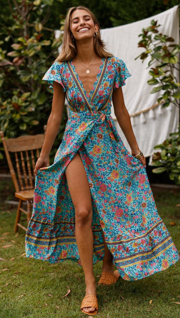 Robe d'été décontractée à imprimé Floral pour femmes, tenue de vacances