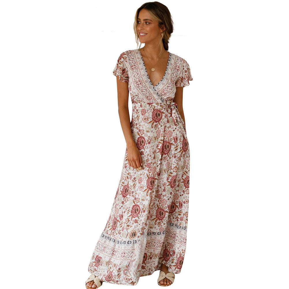 Robe d'été décontractée à imprimé Floral pour femmes, tenue de vacances