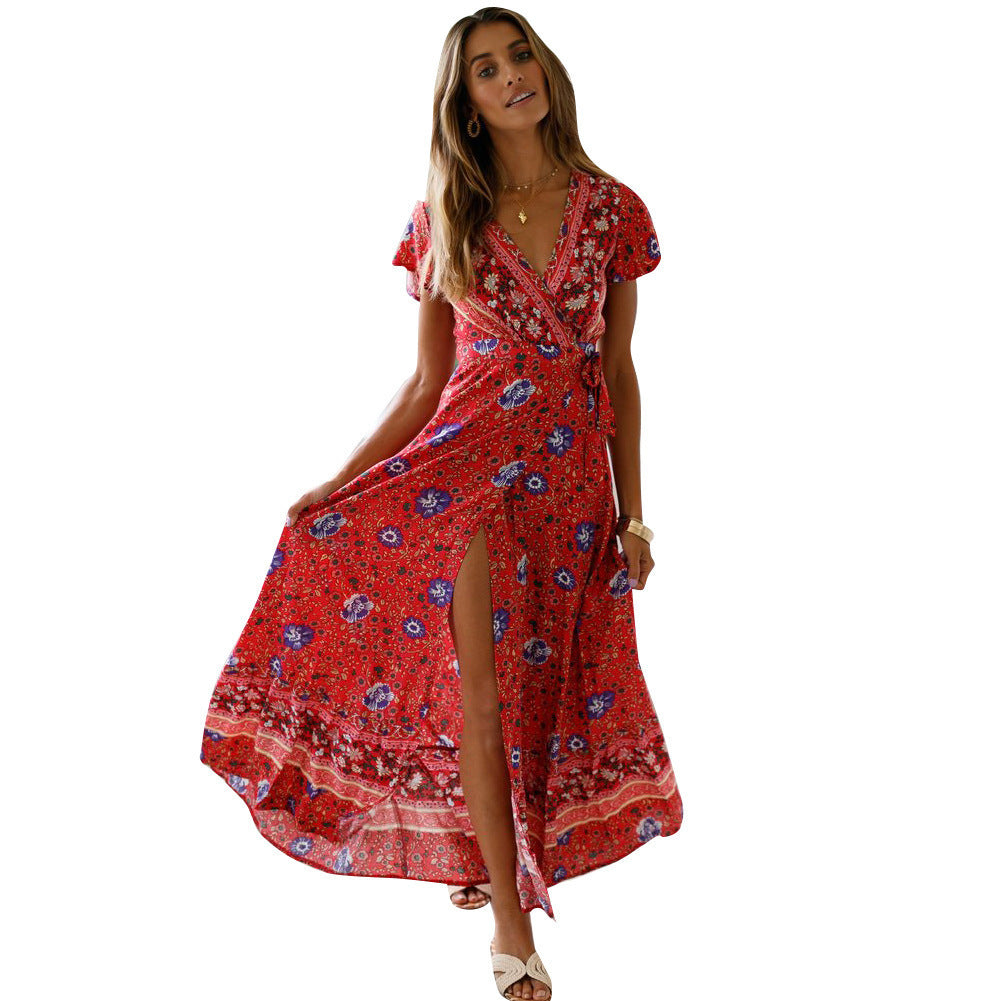 Robe d'été décontractée à imprimé Floral pour femmes, tenue de vacances