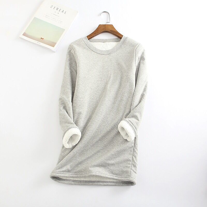 Women's Padded Shirt Mid-length Thickened Large Fleece Slim Tops