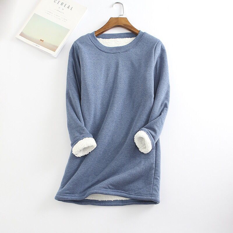 Women's Padded Shirt Mid-length Thickened Large Fleece Slim Tops