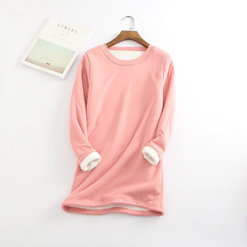 Women's Padded Shirt Mid-length Thickened Large Fleece Slim Tops