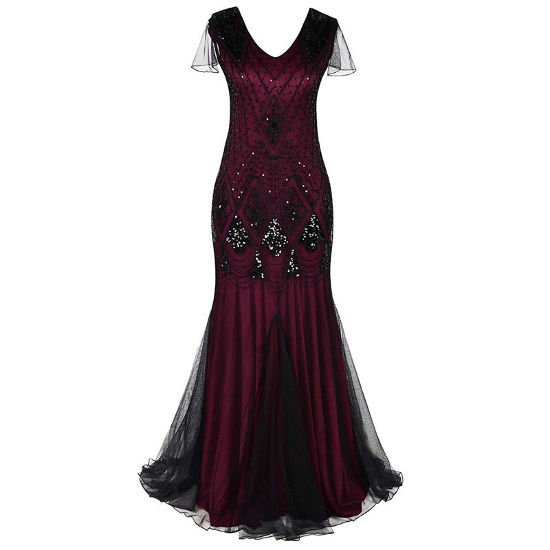 Casual Fashion Sequined Vintage Banquet Dress Plus Size