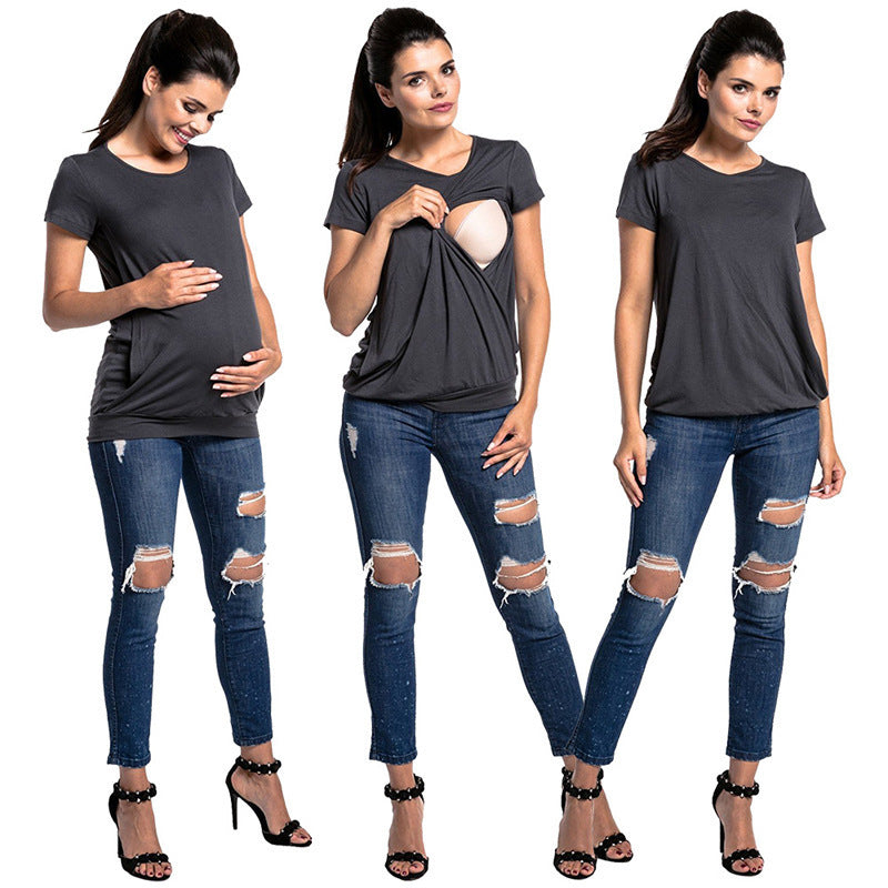 T-shirt Round Neck Sleeve Clothes Fashion Blouses