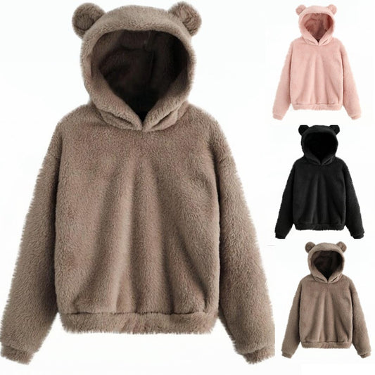 Nouveaux pulls chauds à capuche de lapin moelleux à la mode