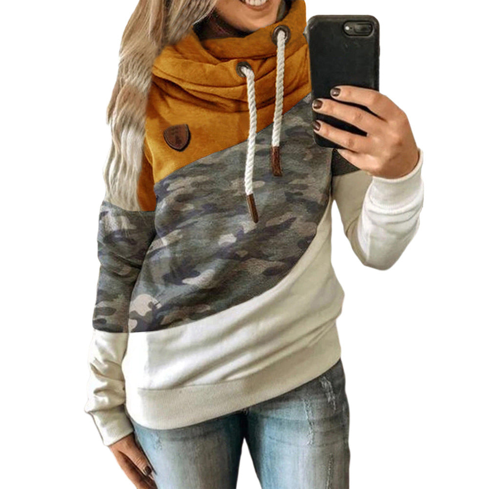 Graceful Women's Stitching Hooded Fleece Loose Sweaters