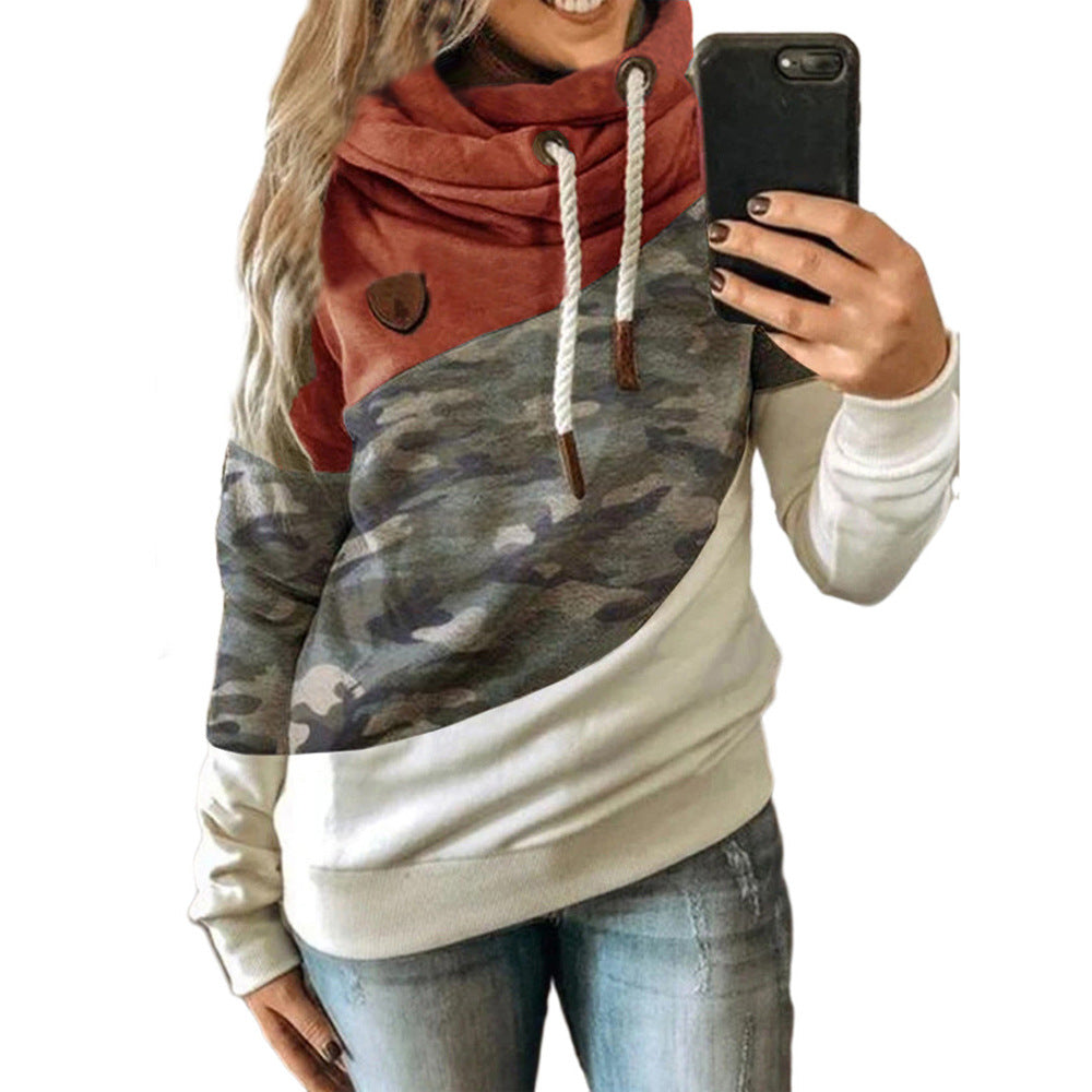 Graceful Women's Stitching Hooded Fleece Loose Sweaters